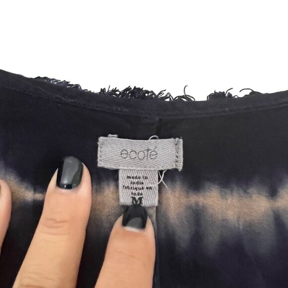 Ecote Womens Tie Dye Raw Edge Boxy Oversized Vneck Sleeveless Blouse Top Medium - Picture 5 of 5